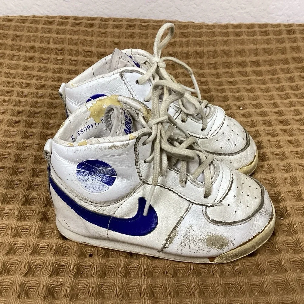 Vtg 1985 NIKE Baby Air Jordan Infantry Sneakers Shoes 850709 PD Sz 5 Blue White